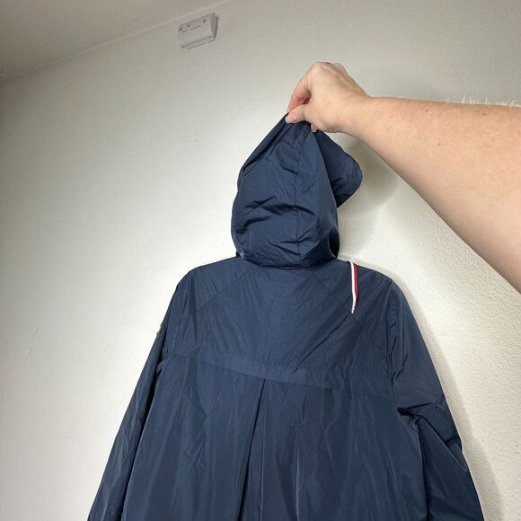 Tommy Hilfinger Navy Blue Red Trim Hooded Long Sleeve Zip Windbreaker Jacket S - Picture 6 of 12